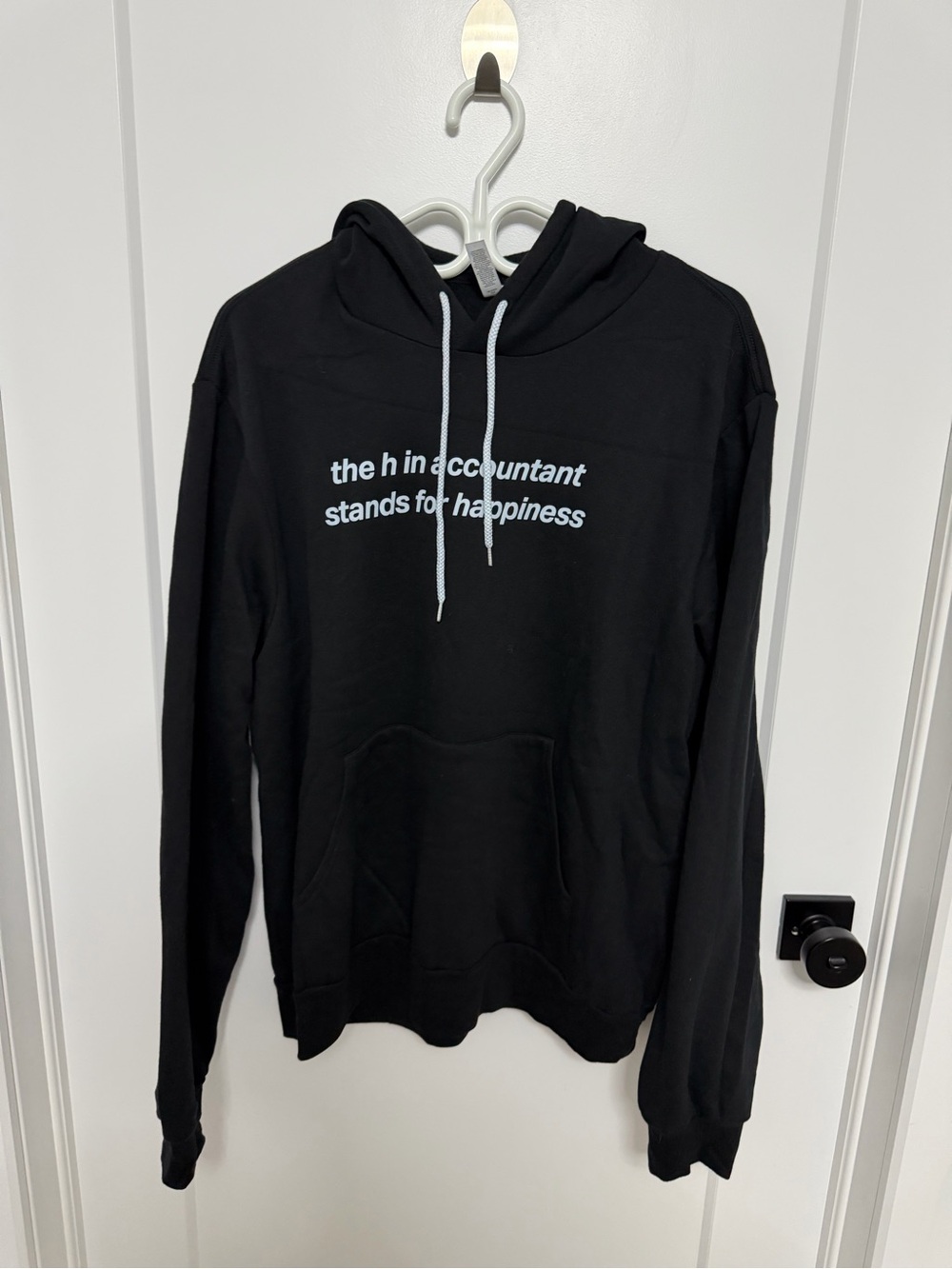 Black Graphic Hoodie Sweatshirt - the h in accountant stands for happiness - XL